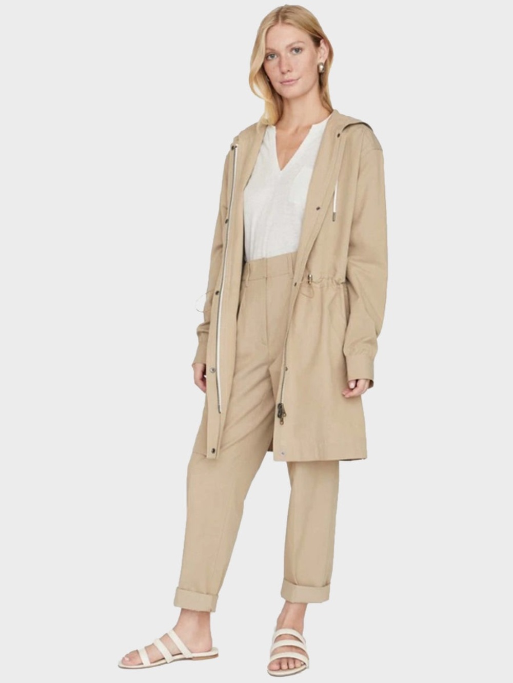 Brochu Walker Prato Anorak Hooded Drawstring Trench Coat Jacket